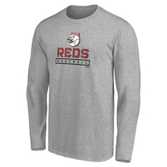 Cincinnati Reds Evanston Stencil Long Sleeve T-Shirt - Gray T-shirts