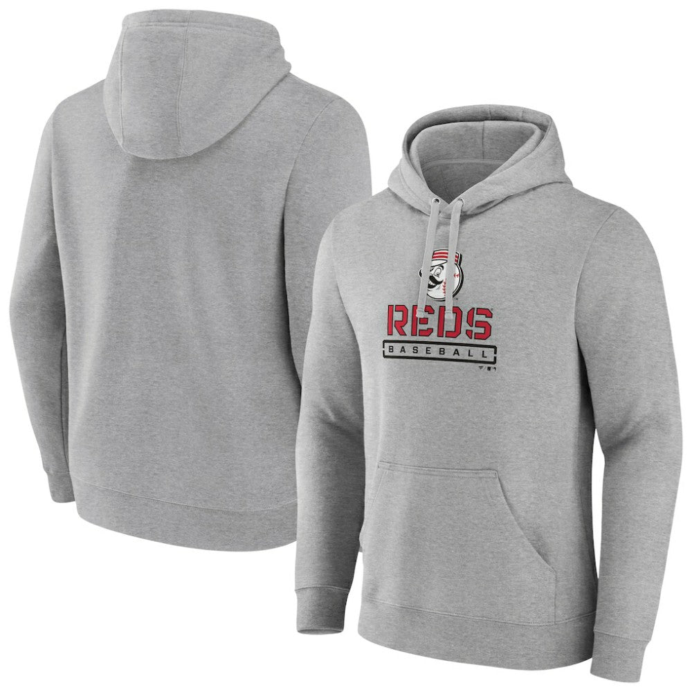 Cincinnati Reds Evanston Stencil Pullover Hoodie - Gray Hoodies