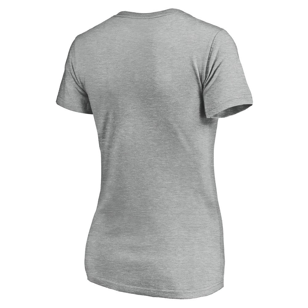 Cincinnati Reds Women's Evanston Stencil V-Neck T-Shirt - Gray T-shirts