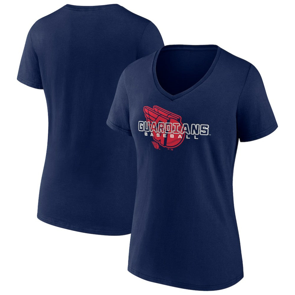 Cleveland Guardians Women's Stellar V-Neck T-Shirt - Navy T-shirts