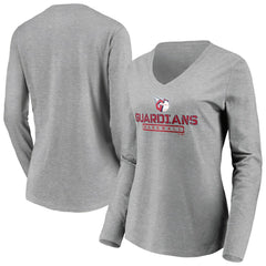 Cleveland Guardians Women's Evanston Stencil Long Sleeve V-Neck T-Shirt - Gray T-shirts