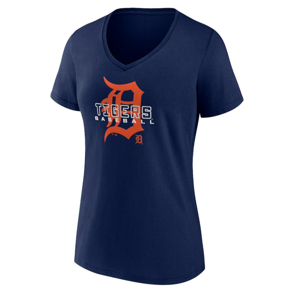 Detroit Tigers Women's Stellar V-Neck T-Shirt - Navy T-shirts