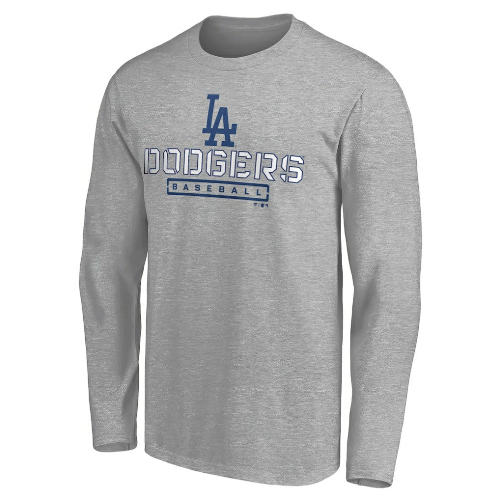 Los Angeles Dodgers Evanston Stencil Long Sleeve T-Shirt - Gray T-shirts