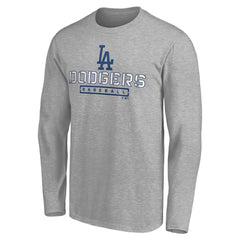 Los Angeles Dodgers Evanston Stencil Long Sleeve T-Shirt - Gray T-shirts
