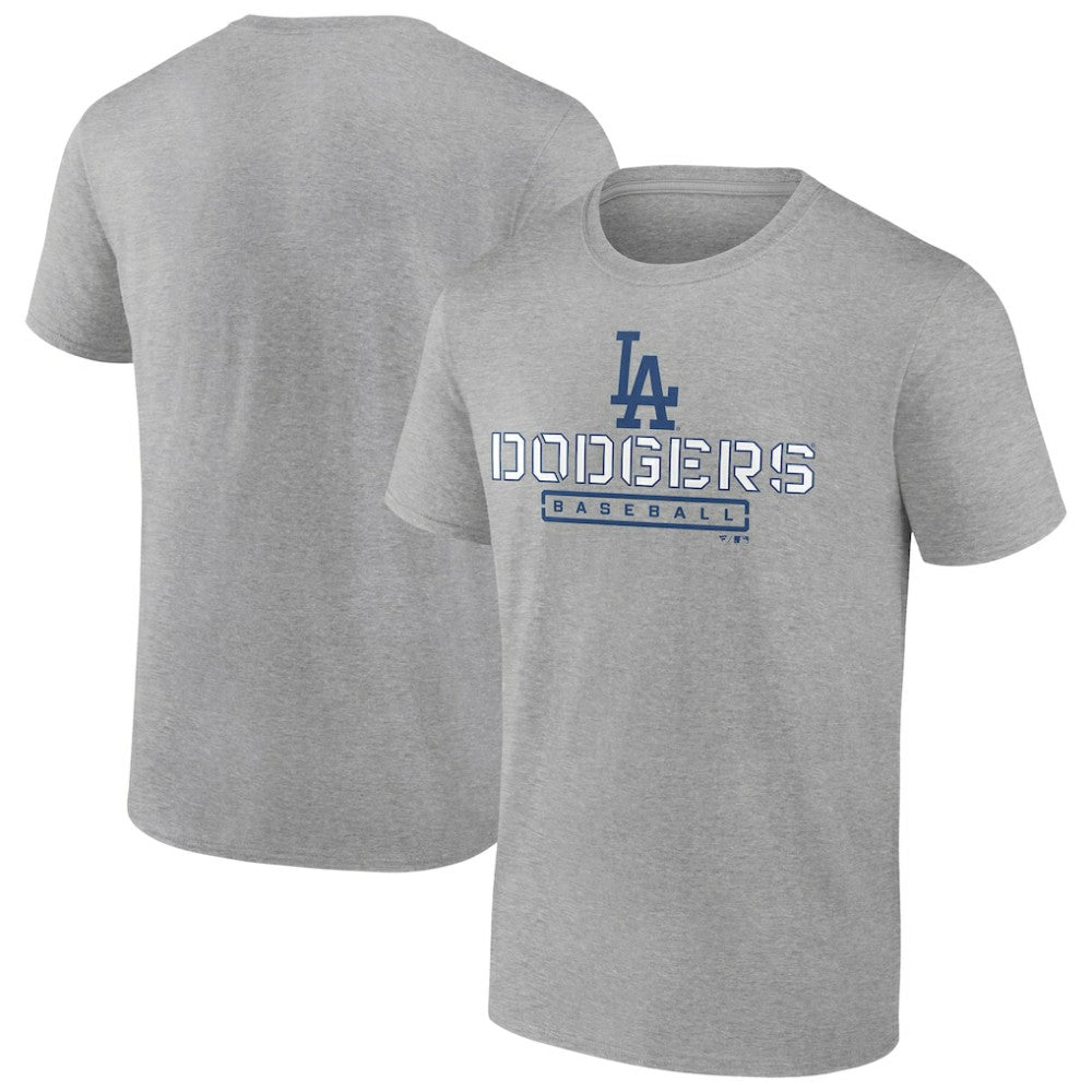 Los Angeles Dodgers Evanston Stencil T-Shirt - Heather Gray T-shirts