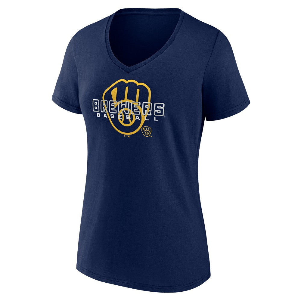 Milwaukee Brewers Women's Stellar V-Neck T-Shirt - Navy T-shirts