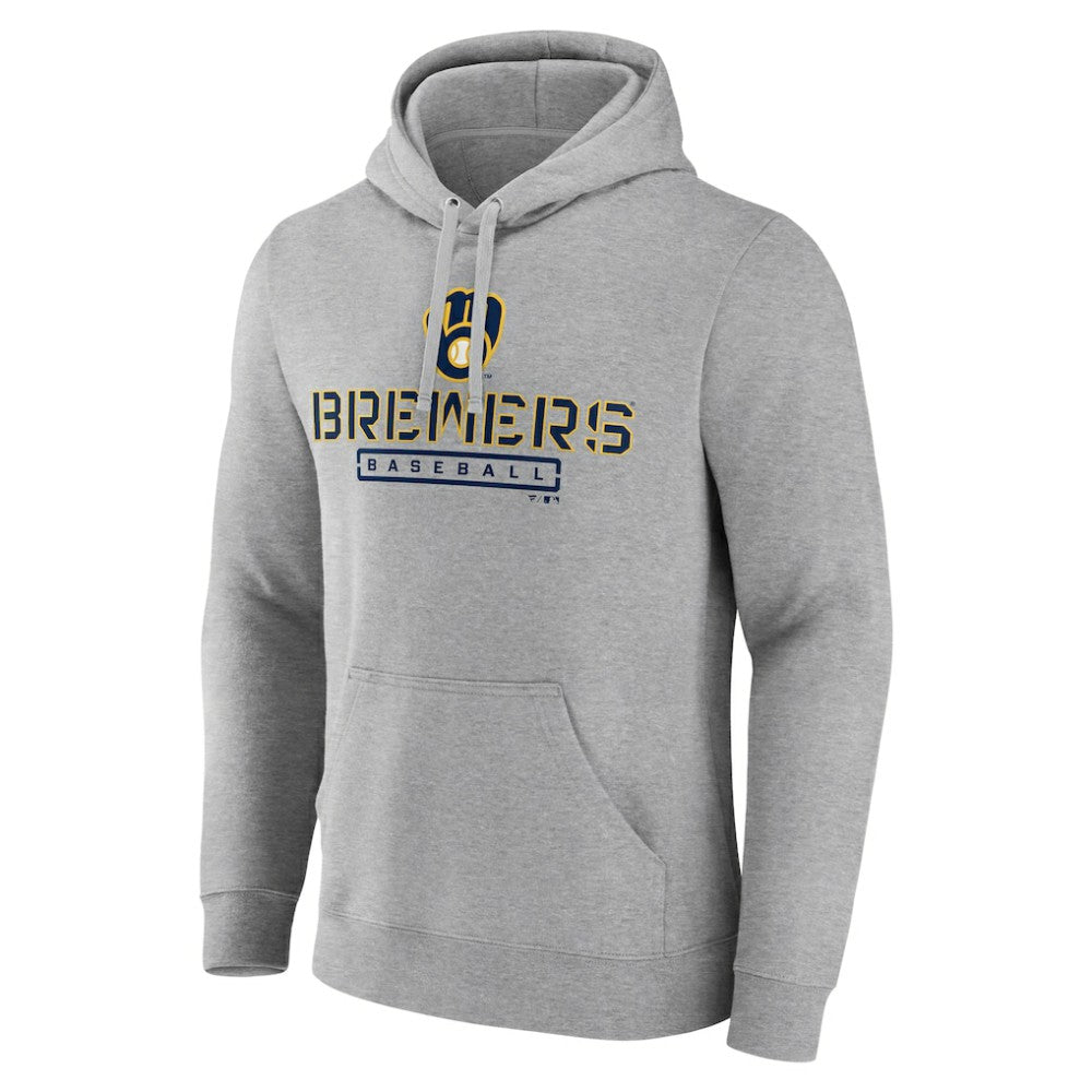 Milwaukee Brewers Evanston Stencil Pullover Hoodie - Gray Hoodies