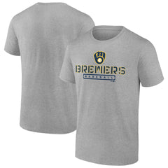 Milwaukee Brewers Evanston Stencil T-Shirt - Heather Gray T-shirts