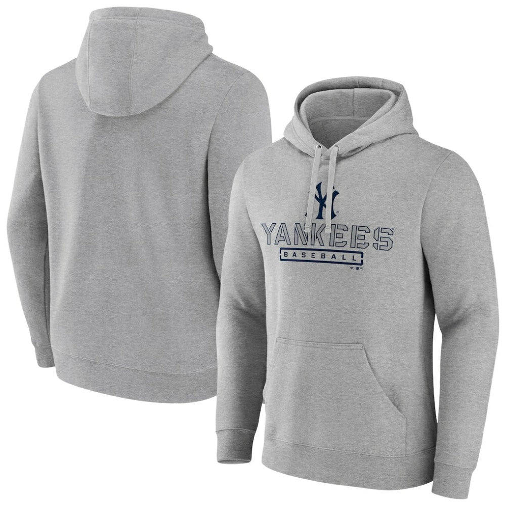 New York Yankees Evanston Stencil Pullover Hoodie - Gray Hoodies