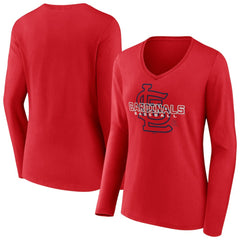 St. Louis Cardinals Women's Stellar Long Sleeve V-Neck T-Shirt - Red T-shirts