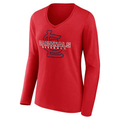St. Louis Cardinals Women's Stellar Long Sleeve V-Neck T-Shirt - Red T-shirts