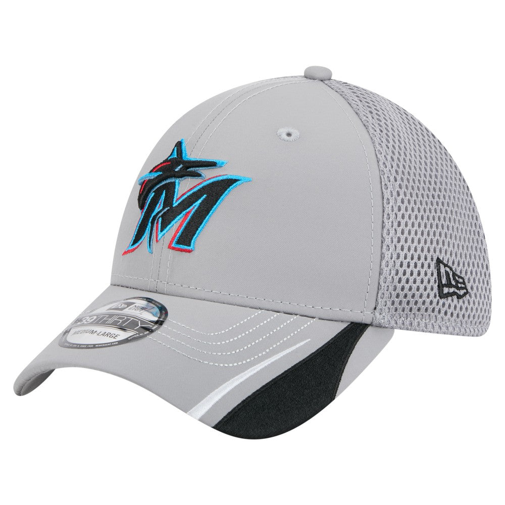 Miami Marlins New Era Linear 39THIRTY Flex Hat - Gray Hats