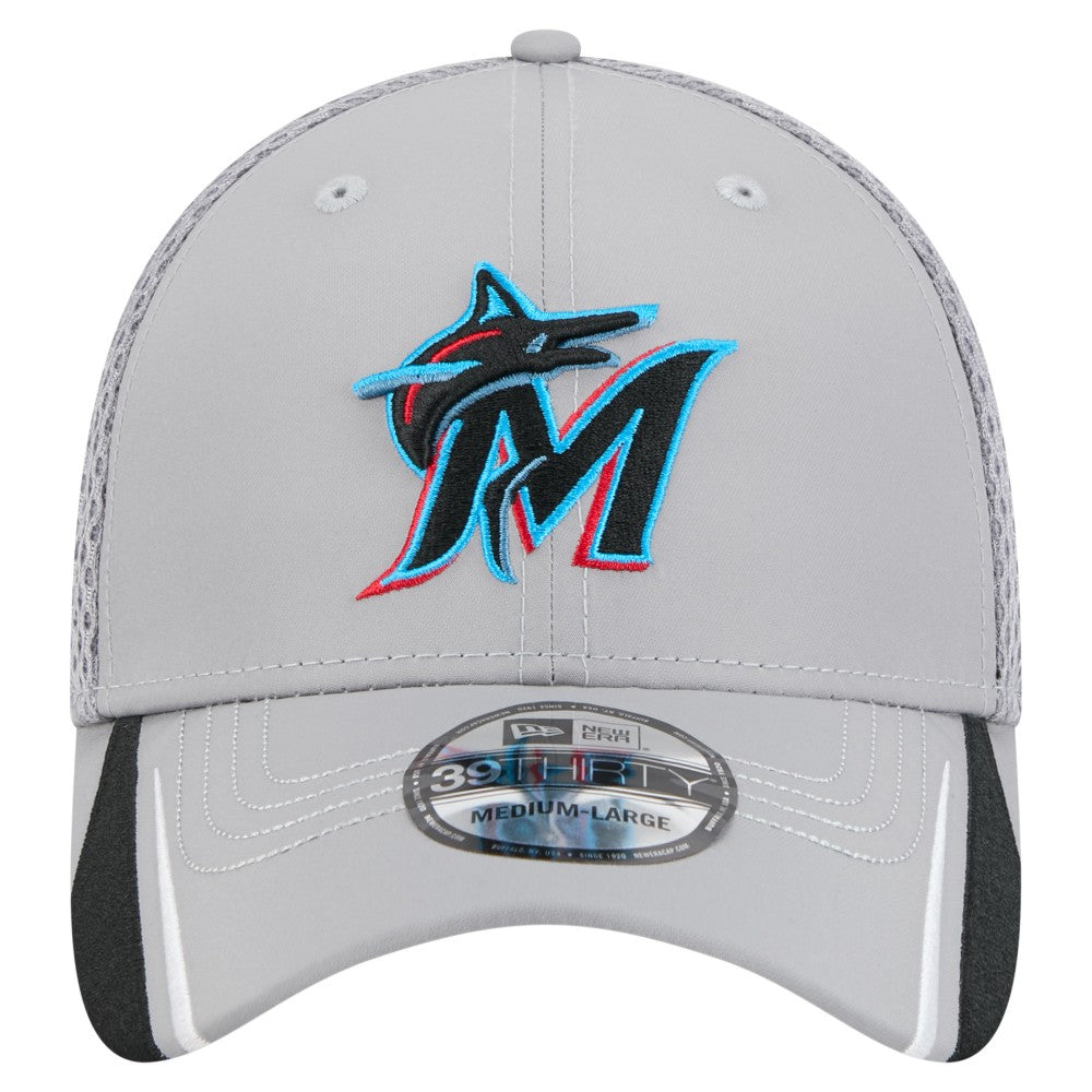 Miami Marlins New Era Linear 39THIRTY Flex Hat - Gray Hats