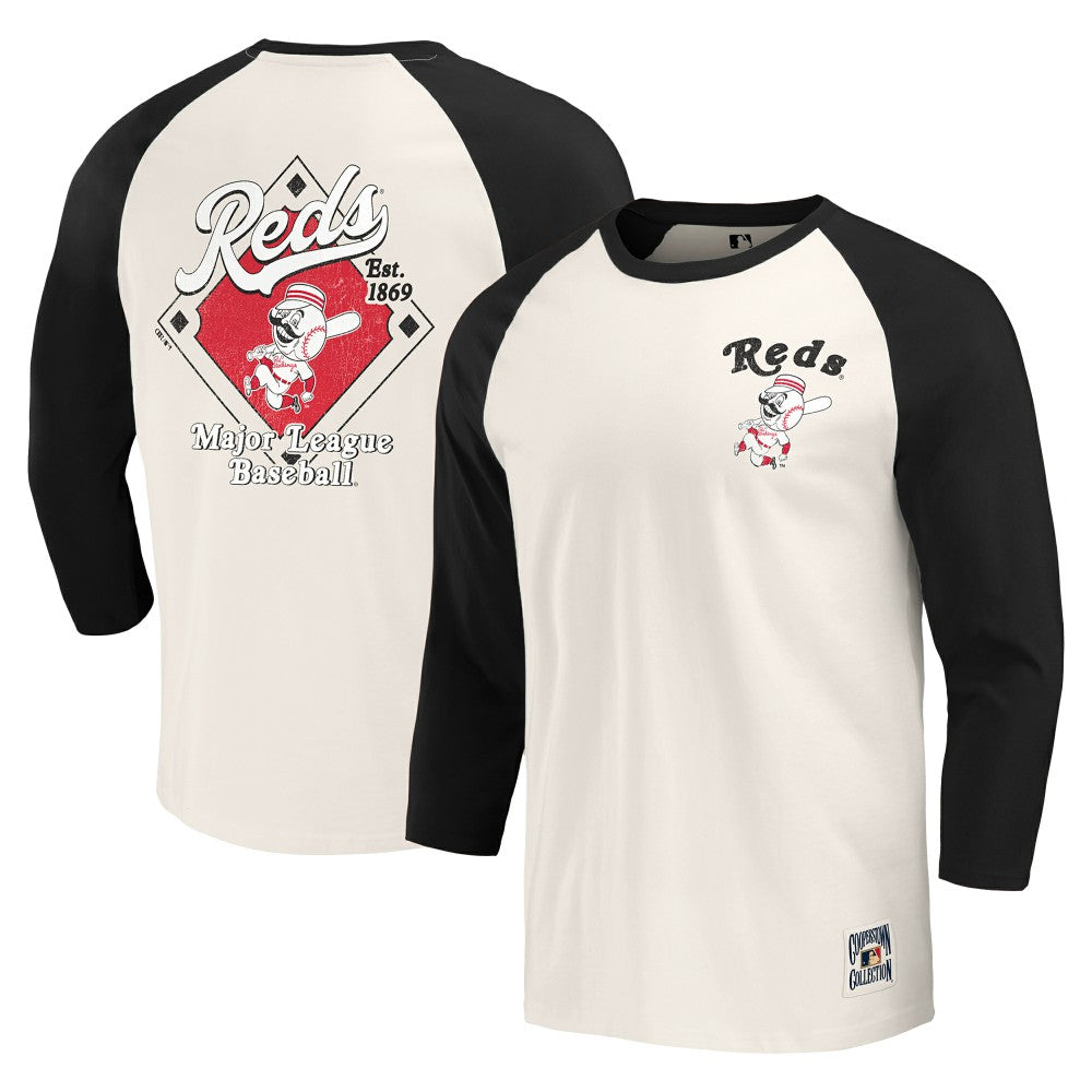 Cincinnati Reds Darius Rucker Collection by Fanatics Cooperstown Collection Raglan 3/4-Sleeve T-Shirt - White T-shirts
