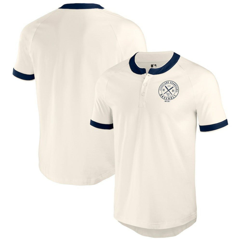 Cleveland Guardians Darius Rucker Collection by Fanatics Henley Raglan T-Shirt - White T-shirts