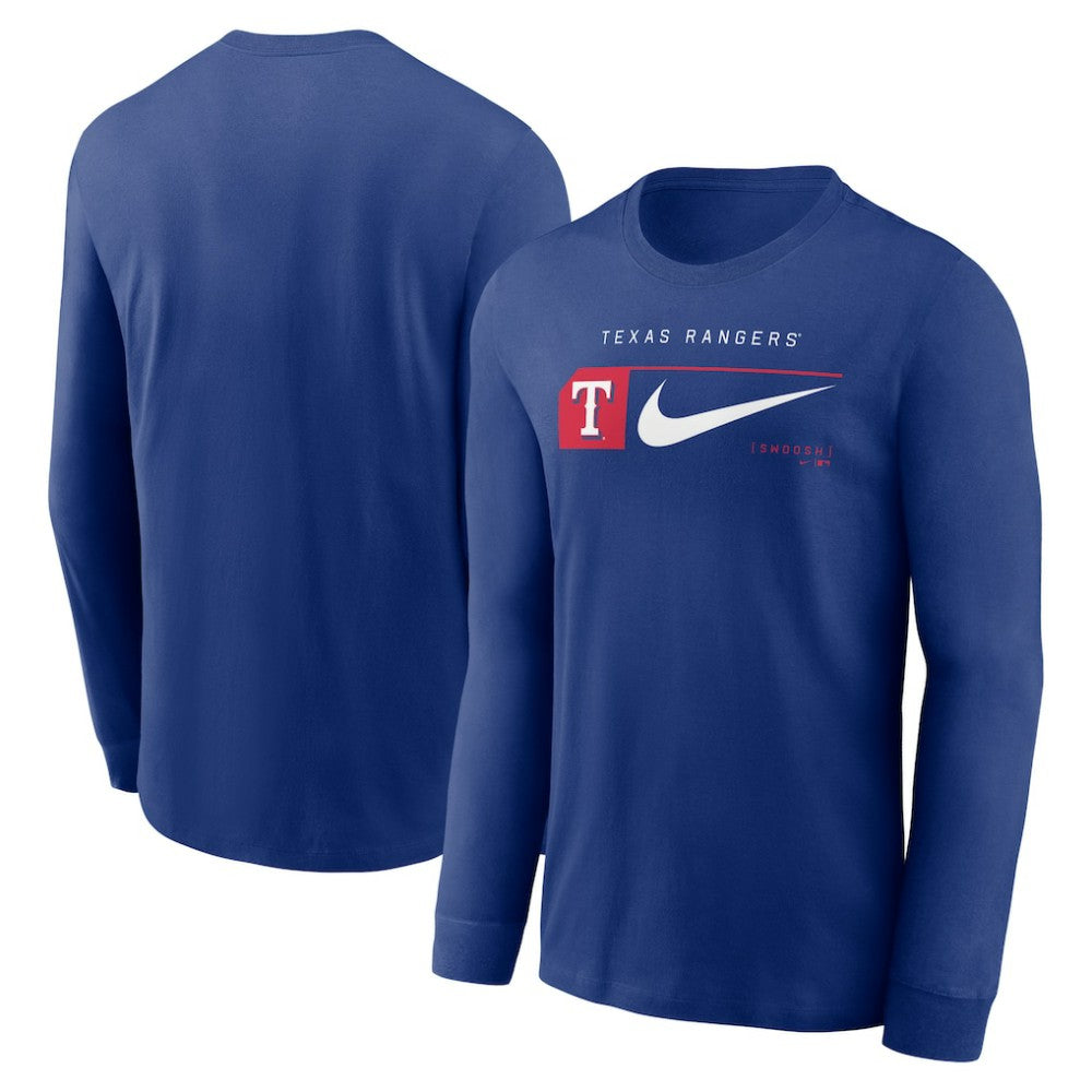 Texas Rangers Nike Local Logo Swoosh Lockup Long Sleeve T-Shirt - Royal T-shirts