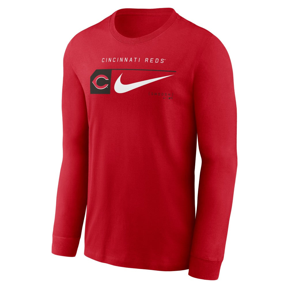 Cincinnati Reds Nike Local Logo Swoosh Lockup Long Sleeve T-Shirt - Red T-shirts
