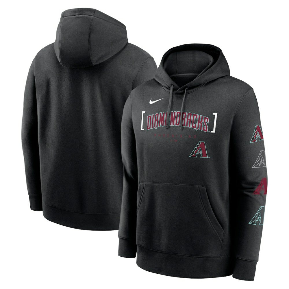 Arizona Diamondbacks Nike Club Stack Pullover Hoodie - Black Hoodies