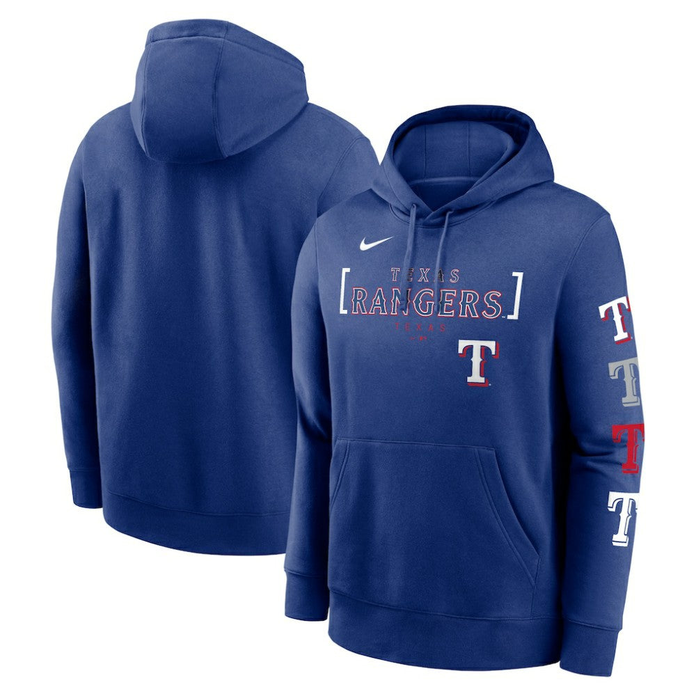 Texas Rangers Nike Club Stack Pullover Hoodie - Royal Hoodies
