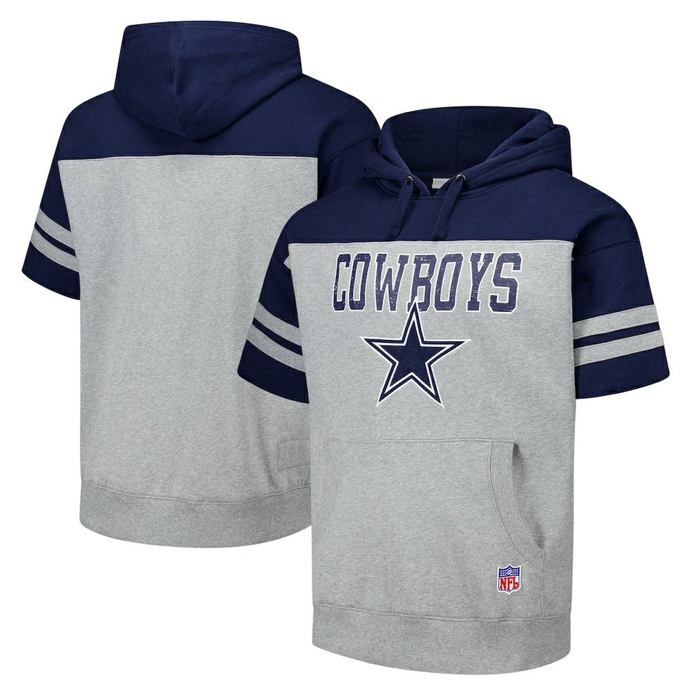 Dallas Cowboys Off Field Vintage Logo Short Sleeve Pullover Hoodie Gray