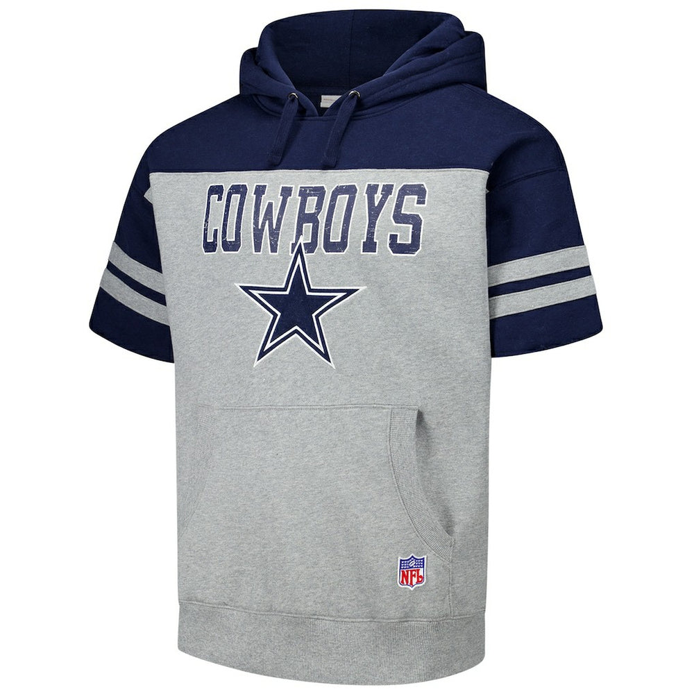 Dallas Cowboys Off Field Vintage Logo Short Sleeve Pullover Hoodie Gray