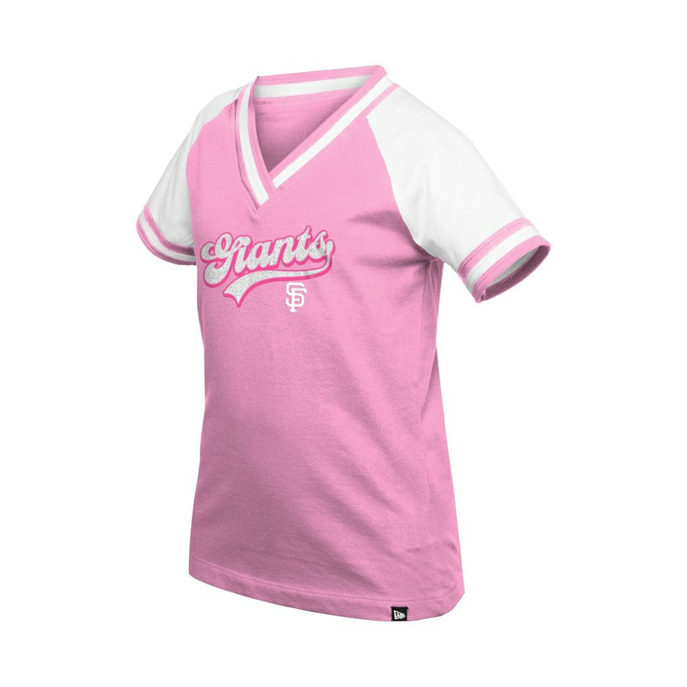 San Francisco Giants New Era Girls Youth Mommy & Me Raglan V-Neck T-Shirt - Pink T-shirts