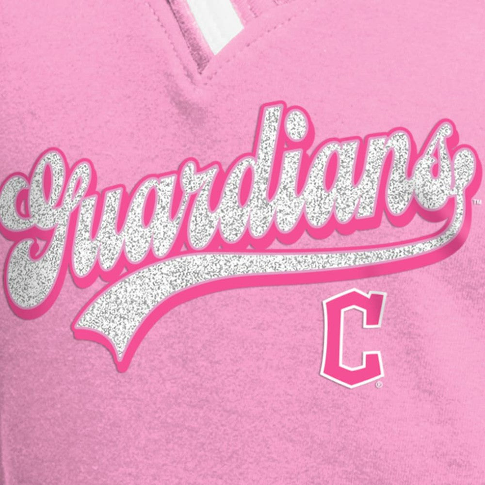 Cleveland Guardians New Era Girls Youth Mommy & Me Raglan V-Neck T-Shirt - Pink T-shirts