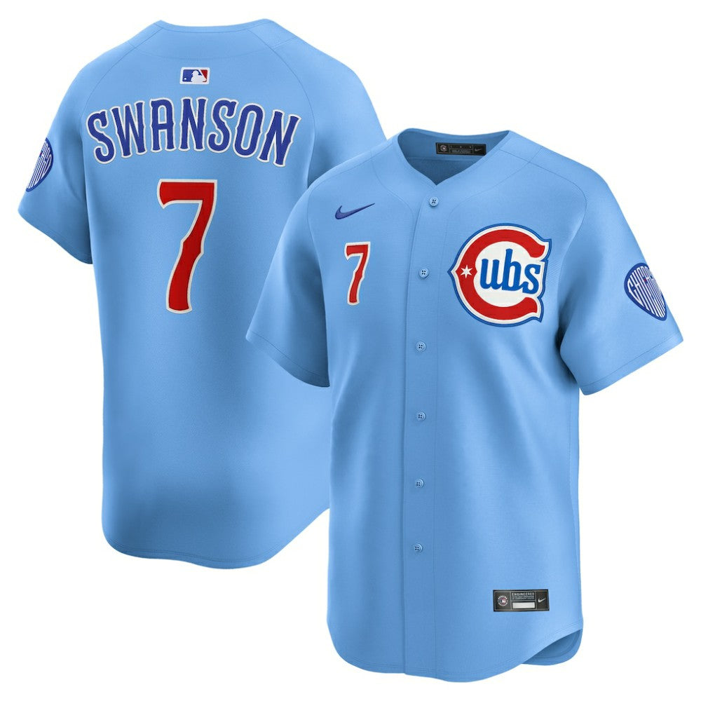 Dansby Swanson Chicago Cubs Nike 2nd Alternate Limited Player Jersey - Baby Blue Jerseys