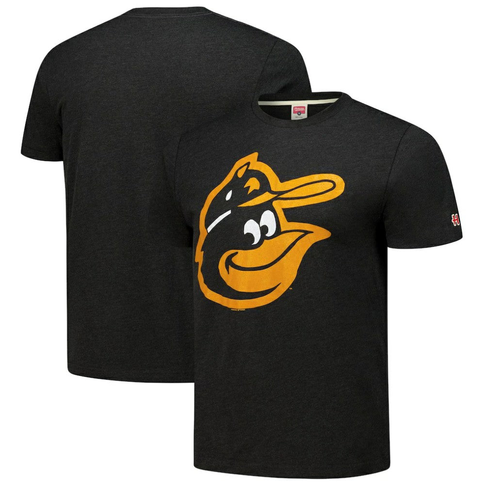 Baltimore Orioles Homage Cooperstown Collection Hand-Drawn Logo Tri-Blend T-Shirt - Black T-shirts