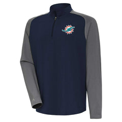 Miami Dolphins Antigua Dauntless Quarter-Zip Top Navy/Gray