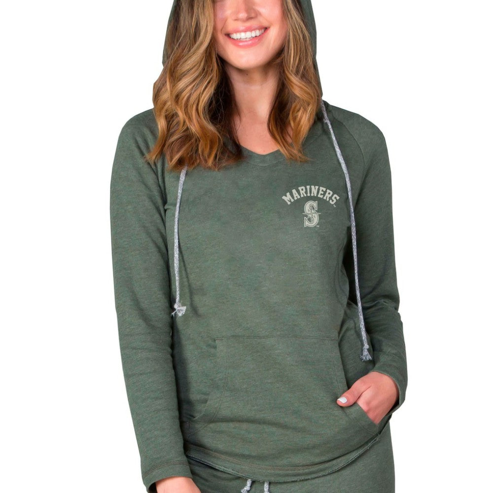 Seattle Mariners Concepts Sport Women's Mainstream Terry Tri-Blend V-Neck Pullover Hoodie - Green Hoodies