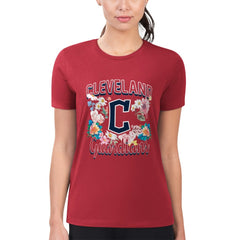 Cleveland Guardians G-III 4Her by Carl Banks Women's Super-Slim Fit Lightweight Flowers Graphic T-Shirt - Red T-shirts