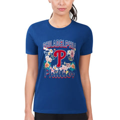 Philadelphia Phillies G-III 4Her by Carl Banks Women's Super-Slim Fit Lightweight Flowers Graphic T-Shirt - Royal T-shirts