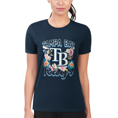 Tampa Bay Rays G-III 4Her by Carl Banks Women's Super-Slim Fit Lightweight Flowers Graphic T-Shirt - Navy T-shirts