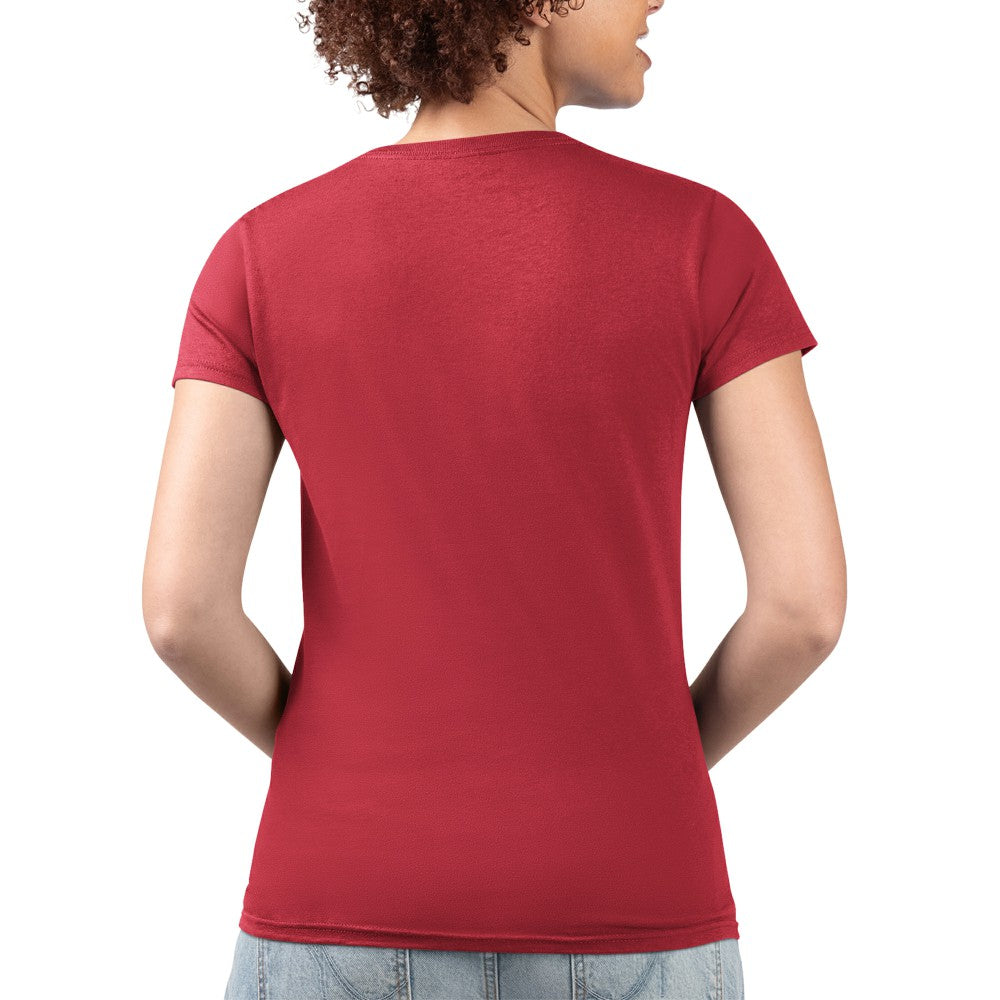 Los Angeles Angels G-III 4Her by Carl Banks Women's Super-Slim Fit Lightweight Flowers Graphic V-Neck T-Shirt - Red T-shirts