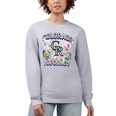 Colorado Rockies G-III 4Her by Carl Banks Women's Flowers Graphic Pullover Sweatshirt - Heather Gray Pullover