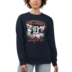 Detroit Tigers G-III 4Her by Carl Banks Women's Flowers Graphic Pullover Sweatshirt - Navy Pullover