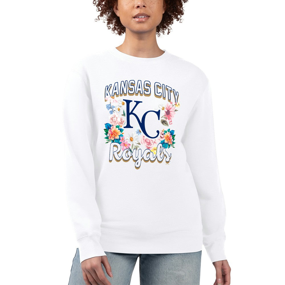 Kansas City Royals G-III 4Her by Carl Banks Women's Flowers Graphic Pullover Sweatshirt - White Pullover