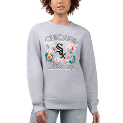 Chicago White Sox G-III 4Her by Carl Banks Women's Flowers Graphic Pullover Sweatshirt - Heather Gray Pullover