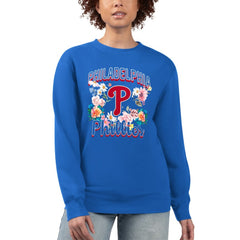 Philadelphia Phillies G-III 4Her by Carl Banks Women's Flowers Graphic Pullover Sweatshirt - Royal Pullover