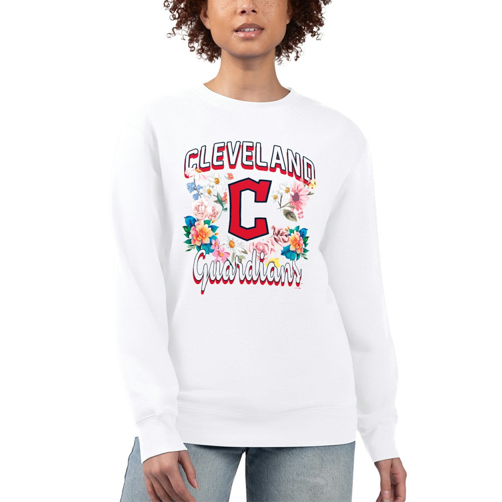 Cleveland Guardians G-III 4Her by Carl Banks Women's Flowers Graphic Pullover Sweatshirt - White Pullover
