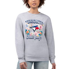 Toronto Blue Jays G-III 4Her by Carl Banks Women's Flowers Graphic Pullover Sweatshirt - Heather Gray Pullover