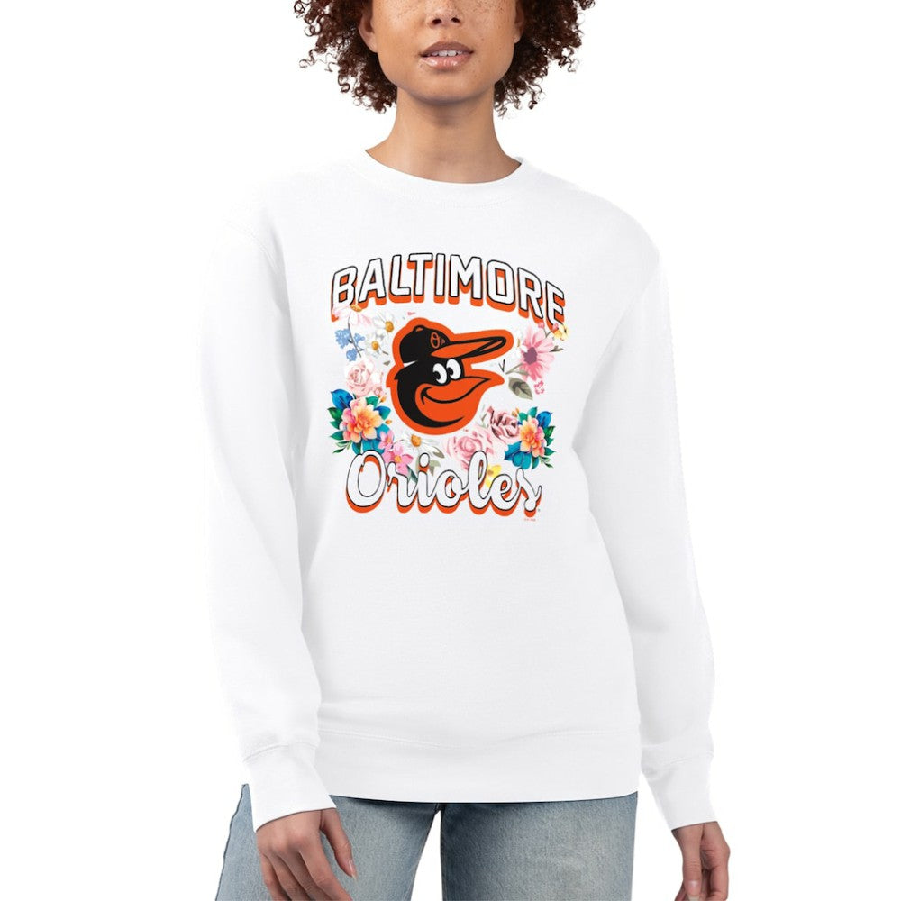 Baltimore Orioles G-III 4Her by Carl Banks Women's Flowers Graphic Pullover Sweatshirt - White Pullover