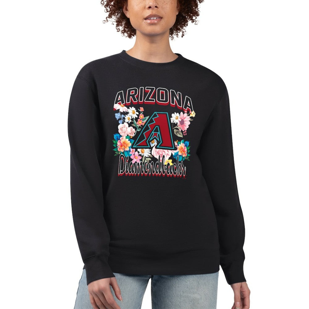 Arizona Diamondbacks G-III 4Her by Carl Banks Women's Flowers Graphic Pullover Sweatshirt - Black Pullover