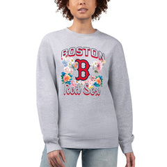 Boston Red Sox G-III 4Her by Carl Banks Women's Flowers Graphic Pullover Sweatshirt - Heather Gray Pullover