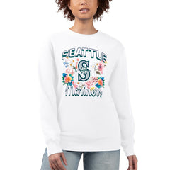 Seattle Mariners G-III 4Her by Carl Banks Women's Flowers Graphic Pullover Sweatshirt - White Pullover