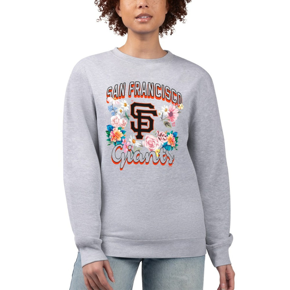 San Francisco Giants G-III 4Her by Carl Banks Women's Flowers Graphic Pullover Sweatshirt - Heather Gray Pullover