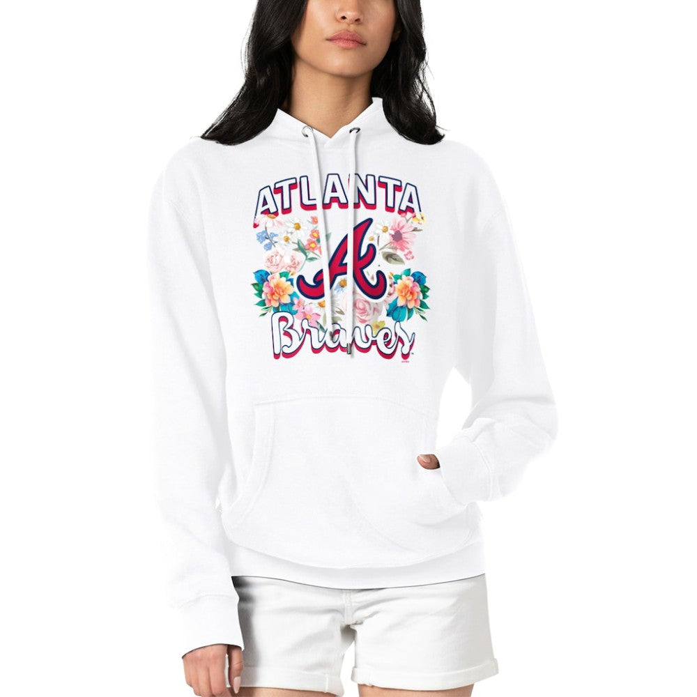 Atlanta Braves G-III 4Her by Carl Banks Women's Flowers Graphic Pullover Hoodie - White Hoodies