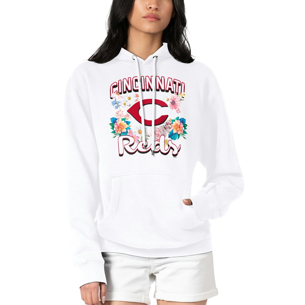 Cincinnati Reds G-III 4Her by Carl Banks Women's Flowers Graphic Pullover Hoodie - White Hoodies
