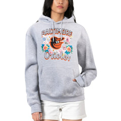 Baltimore Orioles G-III 4Her by Carl Banks Women's Flowers Graphic Pullover Hoodie - Heather Gray Hoodies